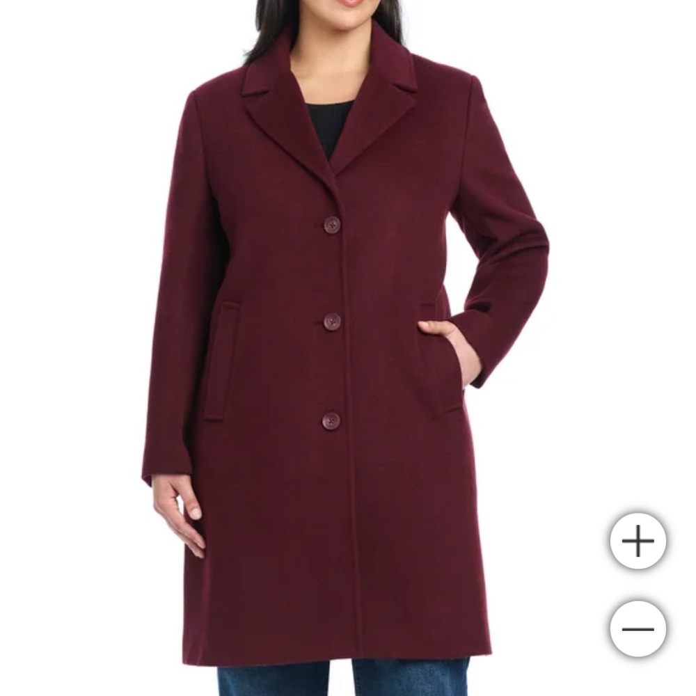 Vince Camuto Women's Wool Blend Coat - Wine - Burgundy